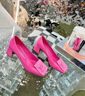 Louis Vuitton Square-Toed High Heel Shoes in Pink