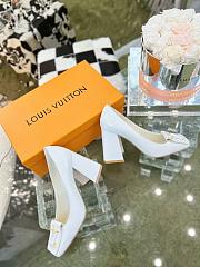 Louis Vuitton Square-Toed High Heel Shoes in White - 6