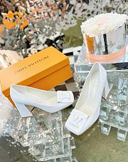 Louis Vuitton Square-Toed High Heel Shoes in White - 4