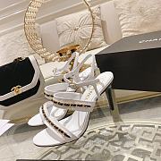 Chanel Double C Chain High Heel Sandals in White - 3