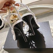 Chanel Double C Chain High Heel Sandals in White - 5