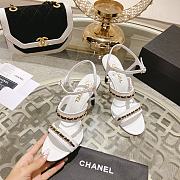 Chanel Double C Chain High Heel Sandals in White - 4