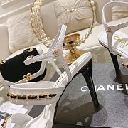 Chanel Double C Chain High Heel Sandals in White - 6