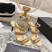 Chanel Double C Chain High Heel Sandals in Beige - 4