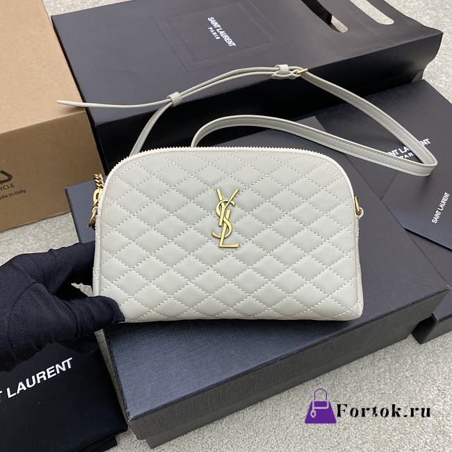 Saint Laurent Gaby Quilted-Leather Cross-body Bag in White 13x9x3.5cm - 1