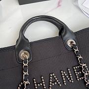 Chanel Tote Canvas Bag With Pearls in Black 38x30x21cm - 5