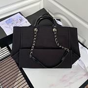Chanel Tote Canvas Bag With Pearls in Black 38x30x21cm - 4
