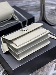 Saint Laurent Sunset Medium in Crocodile Embrossed Shiny Leather White Bag with Silver Buckle - 2