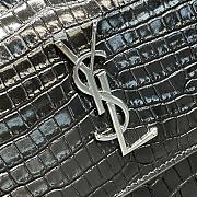 Saint Laurent Sunset Medium in Crocodile Embrossed Shiny Leather Black Bag with Silver Buckle - 5