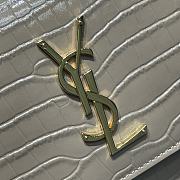 Saint Laurent Sunset Medium in Crocodile Embrossed Shiny Leather Beige Bag with Gold Buckle - 5