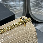 Saint Laurent Sunset Medium in Crocodile Embrossed Shiny Leather Beige Bag with Gold Buckle - 2