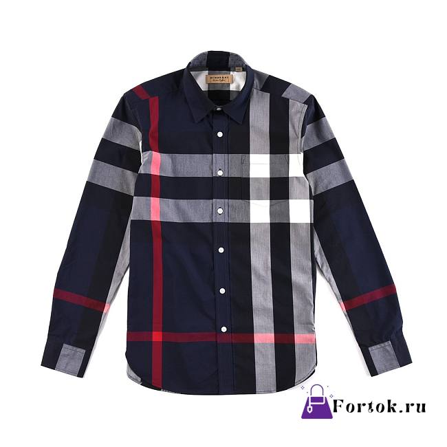 Burberry Check Stretch Cotton Poplin Shirt in Blue - 1