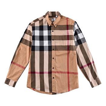 Burberry Check Stretch Cotton Poplin Shirt in Brown