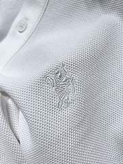 Burberry Check Collar Long Sleeve T-Shirt in White/Black - 5