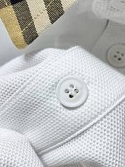 Burberry Check Collar Long Sleeve T-Shirt in White/Black - 2