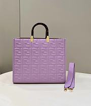 Fendi Embossed Leather Tote Bag in Purple 37x13.5x32cm - 1