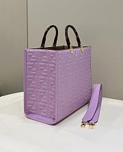 Fendi Embossed Leather Tote Bag in Purple 37x13.5x32cm - 2