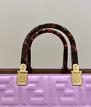 Fendi Embossed Leather Tote Bag in Purple 37x13.5x32cm - 3