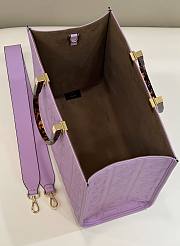 Fendi Embossed Leather Tote Bag in Purple 37x13.5x32cm - 5
