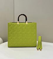 Fendi Embossed Leather Tote Bag in Green 37x13.5x32cm - 1