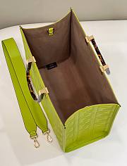 Fendi Embossed Leather Tote Bag in Green 37x13.5x32cm - 5