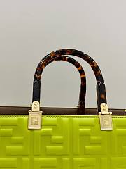 Fendi Embossed Leather Tote Bag in Green 37x13.5x32cm - 4