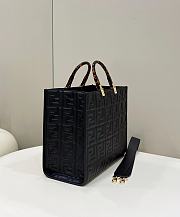 Fendi Embossed Leather Tote Bag in Black 37x13.5x32cm - 5