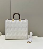 Fendi Embossed Leather Tote Bag in White 37x13.5x32cm - 1
