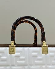 Fendi Embossed Leather Tote Bag in White 37x13.5x32cm - 5