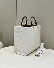 Fendi Embossed Leather Tote Bag in White 37x13.5x32cm - 6