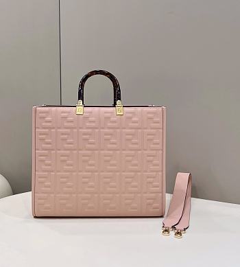 Fendi Embossed Leather Tote Bag in Pink 37x13.5x32cm