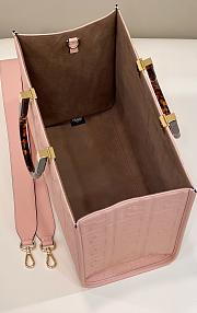 Fendi Embossed Leather Tote Bag in Pink 37x13.5x32cm - 5