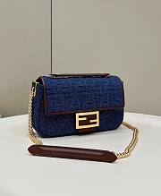 Fendi Baguette Chain Midi Dark Blue Denim Bag 24x7x13cm - 1