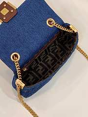 Fendi Baguette Chain Midi Dark Blue Denim Bag 24x7x13cm - 3