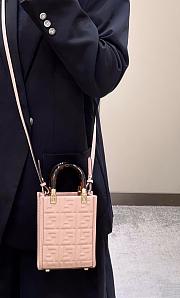 Fendi Embossed Leather Mini Tote Bag in Pink 13x5x17cm - 5