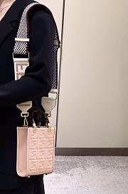 Fendi Embossed Leather Mini Tote Bag in Pink 13x5x17cm - 4