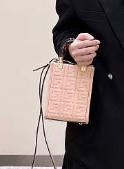 Fendi Embossed Leather Mini Tote Bag in Pink 13x5x17cm - 3