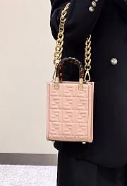 Fendi Embossed Leather Mini Tote Bag in Pink 13x5x17cm - 2