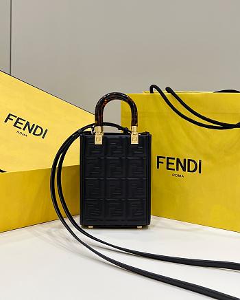 Fendi Embossed Leather Mini Tote Bag in Black 13x5x17cm