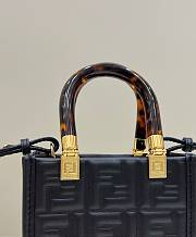 Fendi Embossed Leather Mini Tote Bag in Black 13x5x17cm - 2