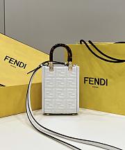 Fendi Embossed Leather Mini Tote Bag in White 13x5x17cm - 1
