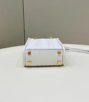 Fendi Embossed Leather Mini Tote Bag in White 13x5x17cm - 4