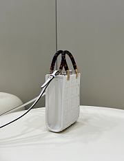 Fendi Embossed Leather Mini Tote Bag in White 13x5x17cm - 2