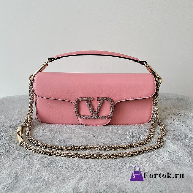 Valentino Garavani Mini Locò Crystal-Embellished Shoulder Bag in Pink - 1