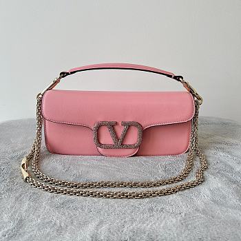 Valentino Garavani Mini Locò Crystal-Embellished Shoulder Bag in Pink