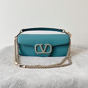 Valentino Garavani Mini Locò Crystal-Embellished Shoulder Bag in Blue