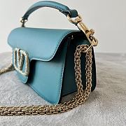 Valentino Garavani Mini Locò Crystal-Embellished Shoulder Bag in Blue - 3