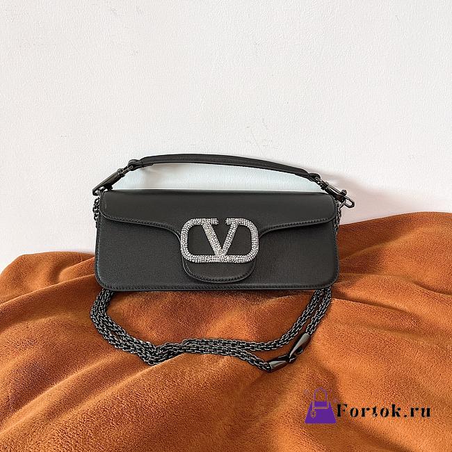 Valentino Garavani Mini Locò Crystal-Embellished Shoulder Bag in Black - 1