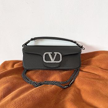 Valentino Garavani Mini Locò Crystal-Embellished Shoulder Bag in Black