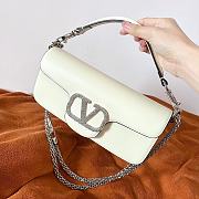 Valentino Garavani Mini Locò Crystal-Embellished Shoulder Bag in White - 5